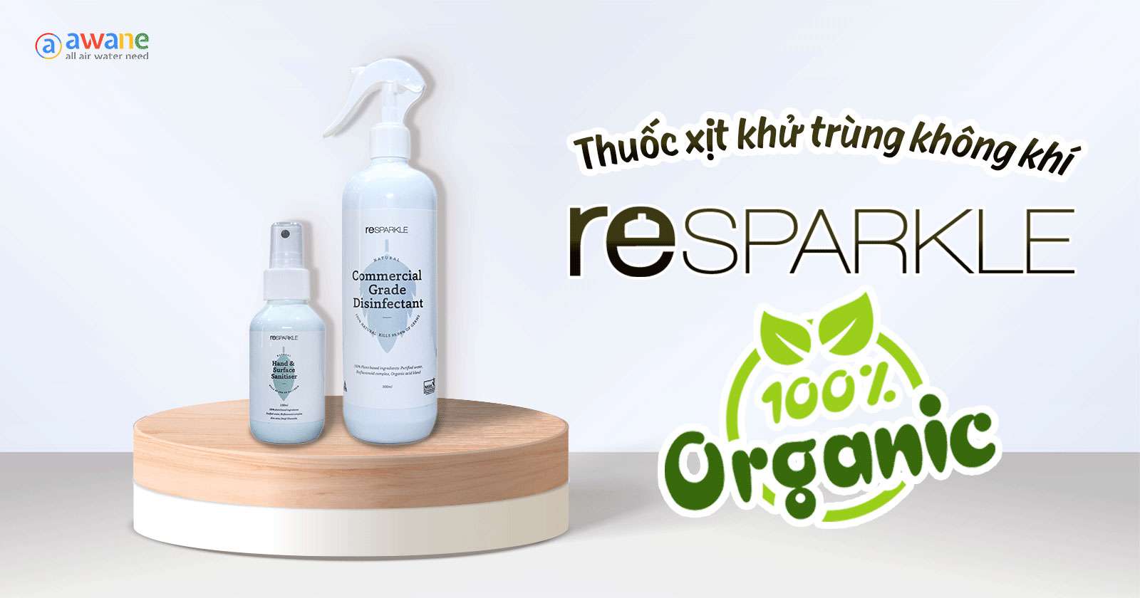  Thuốc xịt khử trùng không khí Resparkle 100% Organic